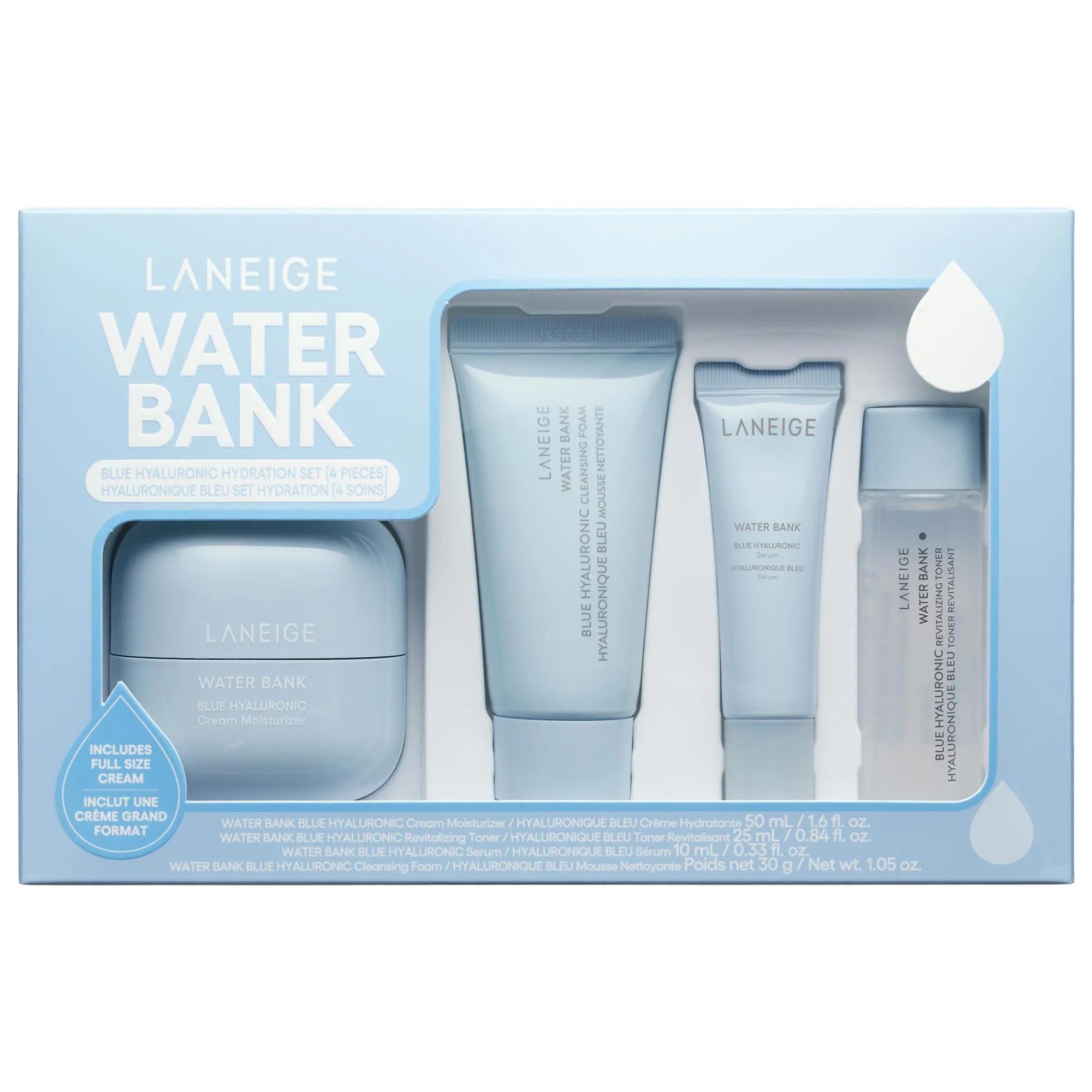 Laneige Water Bank Blue Hyaluronic Acid Hydration Set: Deep Hydration, Firmer Skin & Stronger Moisture Barrier for Dry, Sensitive Skin (K-Beauty)