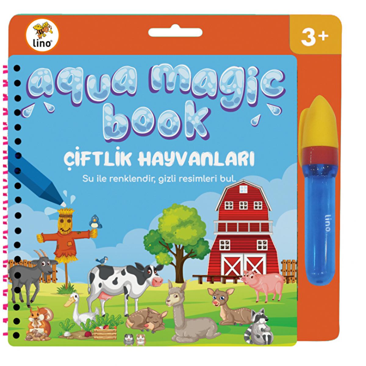 Lino Magic Water Painting Book: Reusable Farm Animal Coloring Book for Toddlers - Mess-Free, Self-Erasing Kids Water Drawing Fun.