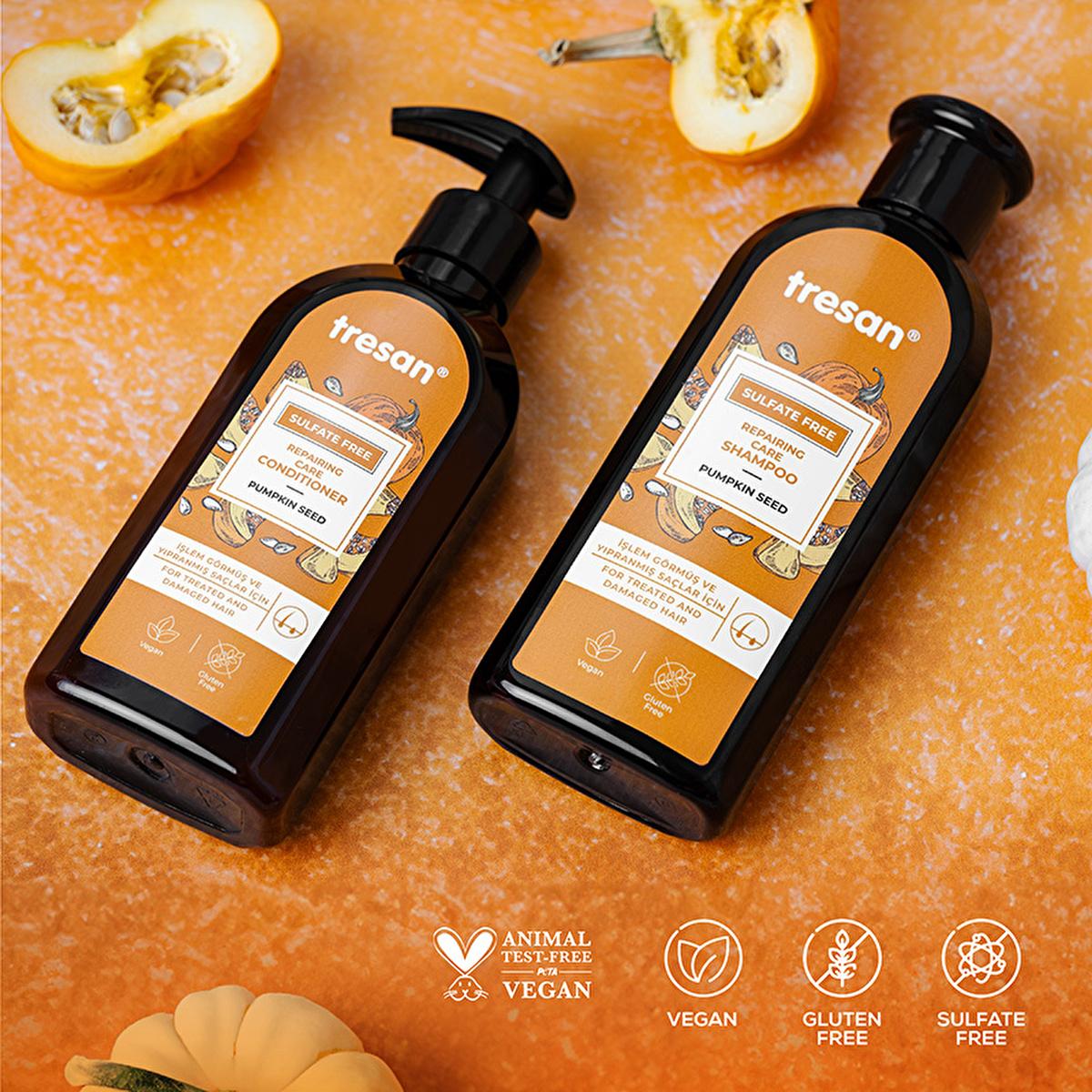 Tresan Sulfate-Free Repair Shampoo with Pumpkin Seed Oil - Gentle, Nourishing, and Natural Hair Care for Damaged Hair