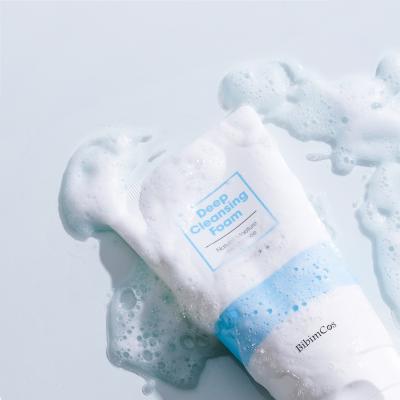 Bibimcos Deep Cleansing Foam - Gentle Facial Cleanser with Amino & Hyaluronic Acid for Sensitive Skin - Removes Dirt & Makeup, Maintains Moisture