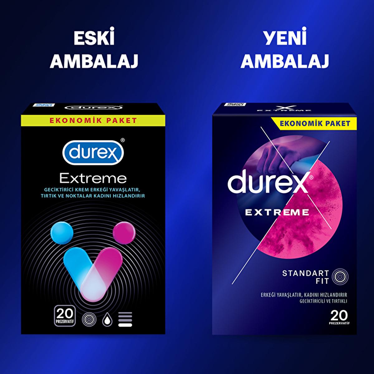 Durex Extreme Condoms - Delaying, Textured for Enhanced Pleasure - Pack of 20