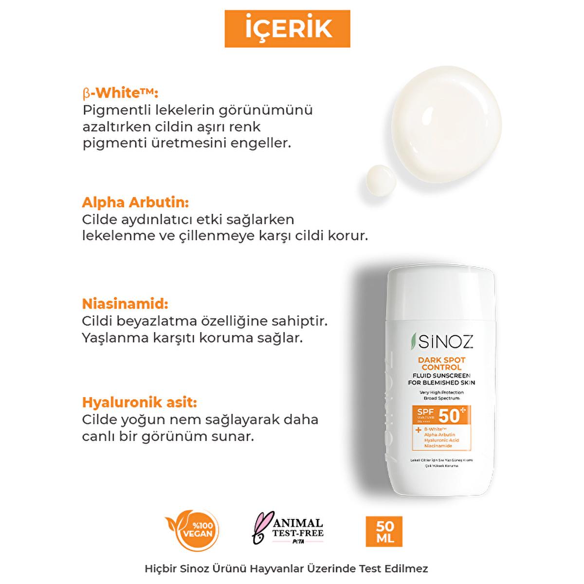 Sinoz SPF50+ Sunscreen for Dark Spots: Brightening Facial Sunscreen with Alpha Arbutin & Hyaluronic Acid Ð Non-Greasy, Daily Sun Protection for Hyperpigmentation