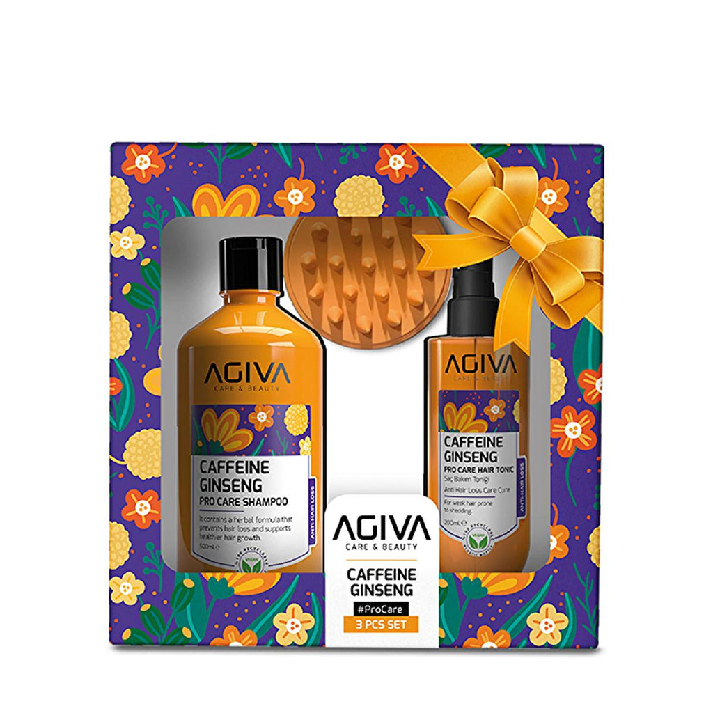 Agiva Caffeine Ginseng Hair Care Set: Anti Hair Loss Shampoo & Tonic - Stimulate Hair Growth, Strengthen Follicles, Shampoo for Thinning Hair