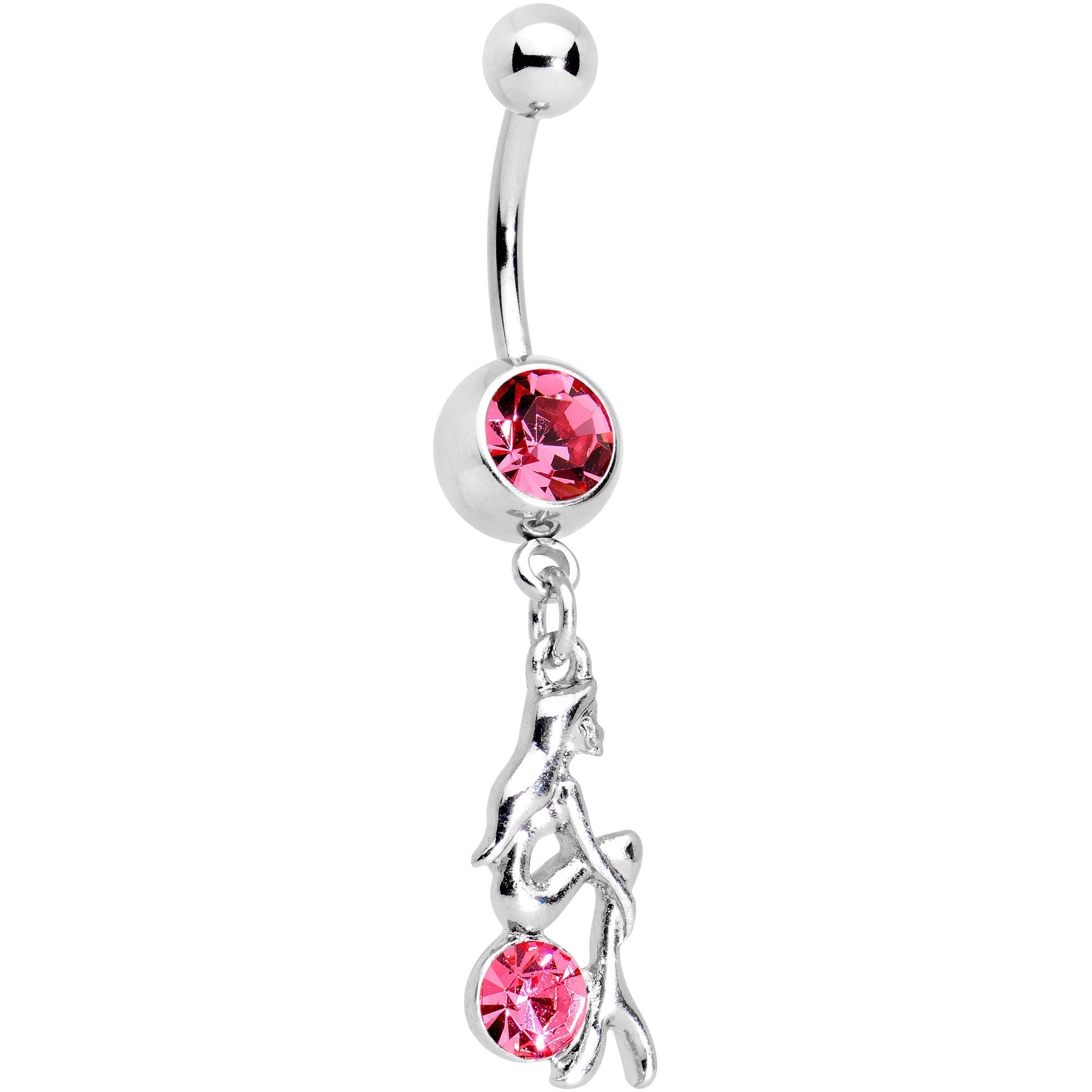 BodyCandy Pink Gem Cannon Ball Mermaid Belly Ring — main product shot