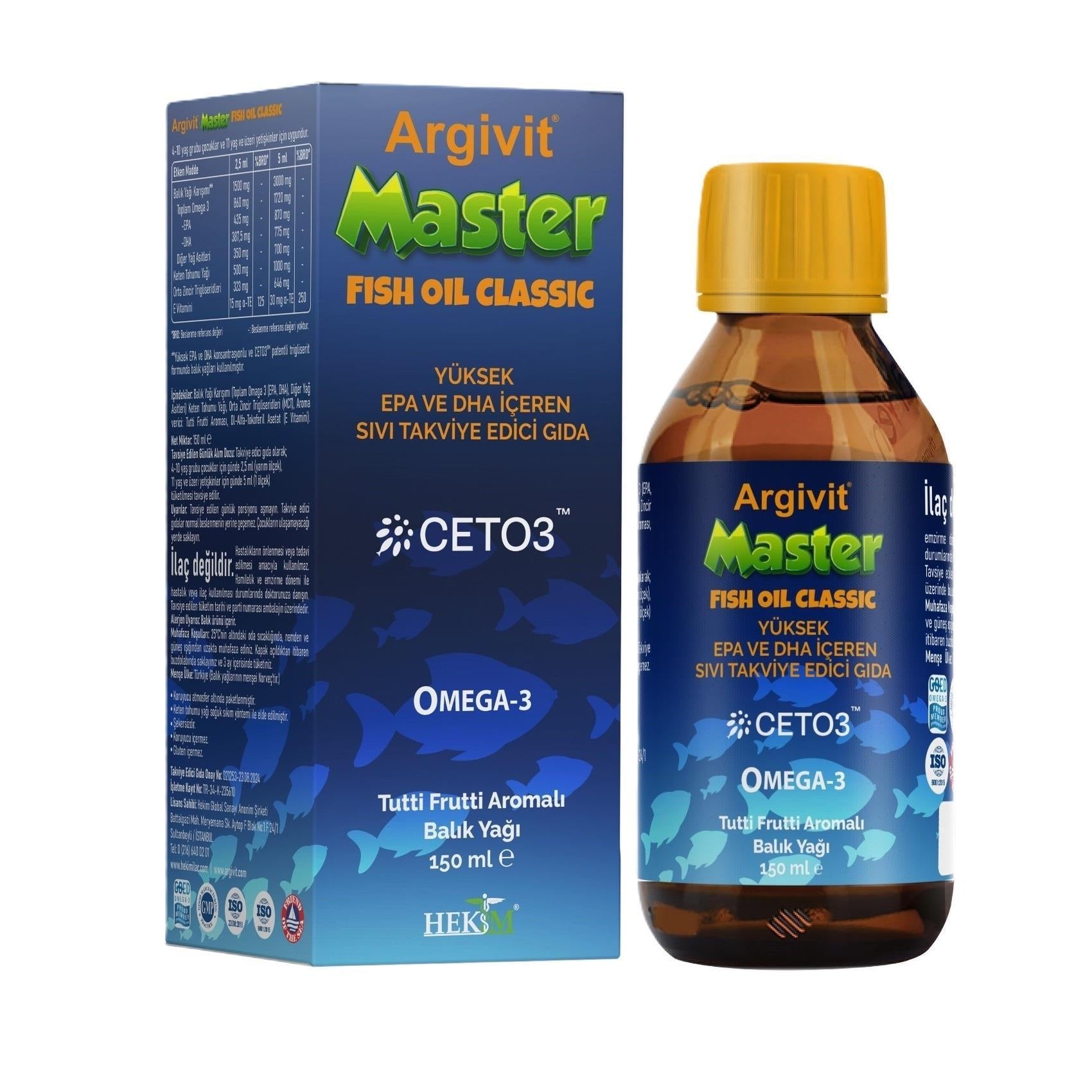 Argivit Fish Oil for Kids and Adults - Omega-3 Rich Liquid with EPA, DHA, and Vitamin E
