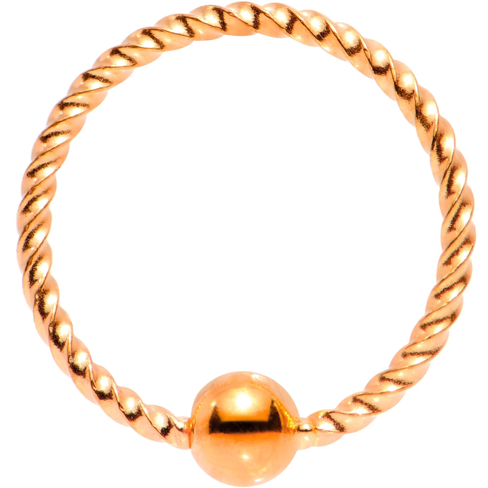 BodyCandy 20G 5/16 Rose Gold Tone Anodized So Twisted Captive Style Seamless Ring — main product shot