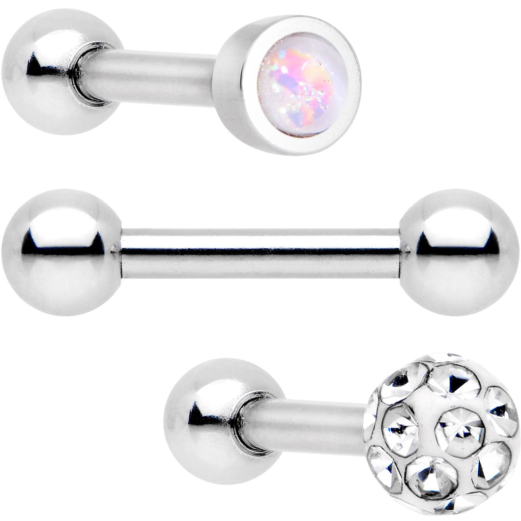 BodyCandy 16G 1/4 Clear Gem Inlay Cartilage Tragus Earring 3 Pack Set — main product shot
