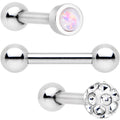 BodyCandy 16G 1/4 Clear Gem Inlay Cartilage Tragus Earring 3 Pack Set — main product shot