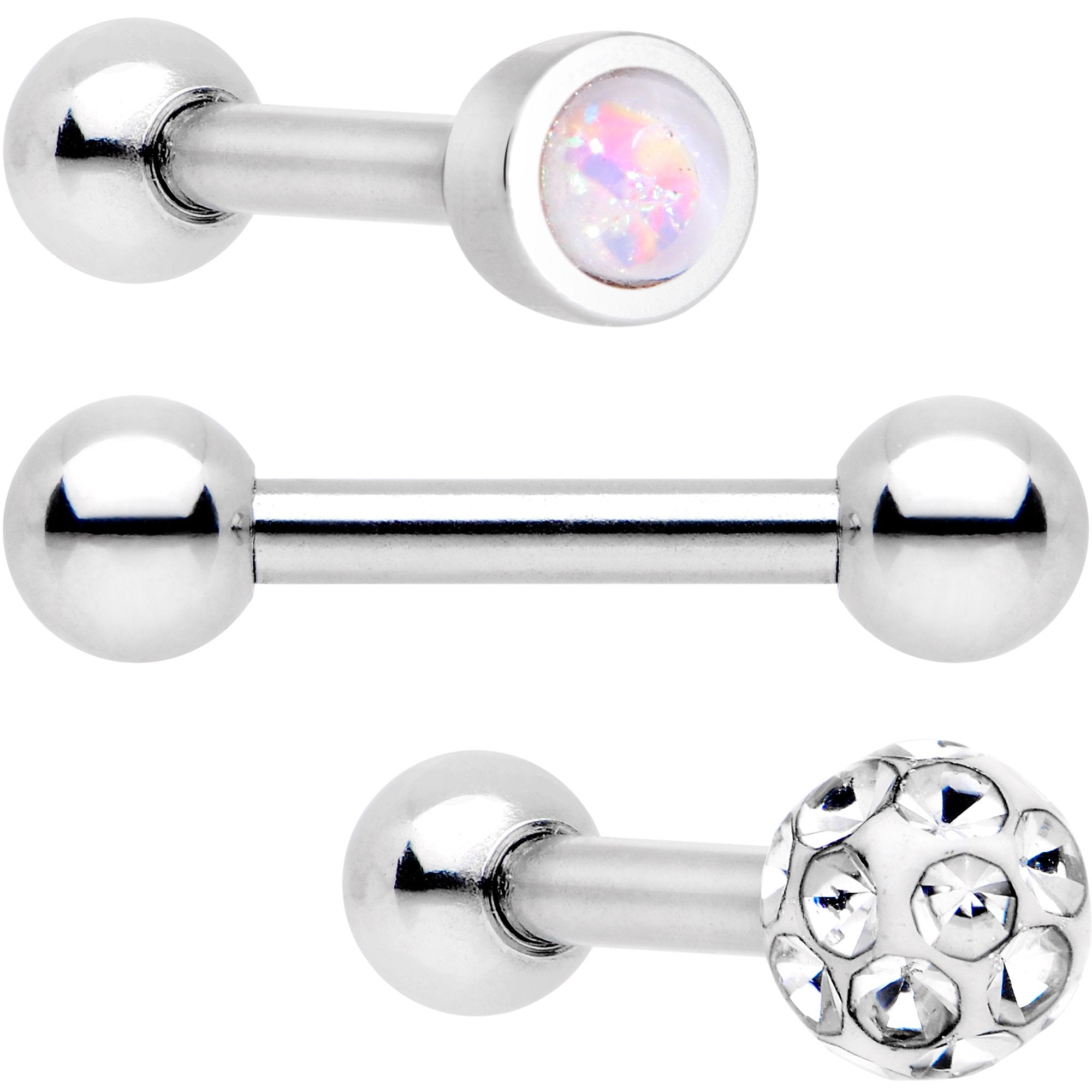 BodyCandy 16G 1/4 Clear Gem Inlay Cartilage Tragus Earring 3 Pack Set — main product shot