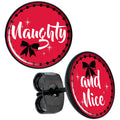 BodyCandy Red Holiday Naught Nice Black Stud Earrings — main product shot