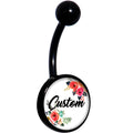 BodyCandy Custom Floral Personalized Name Black Belly Ring — main product shot