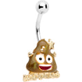 BodyCandy Officially Licensed Shit Happens Poop emoji Belly Ring — main product shot