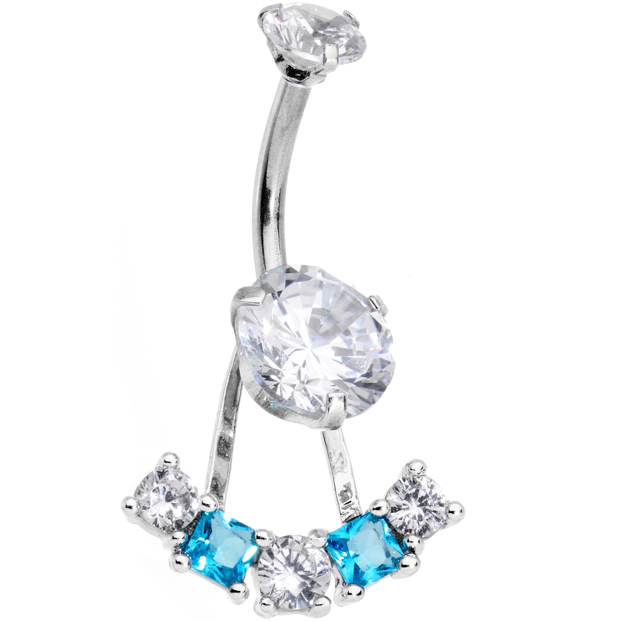 BodyCandy Clear Blue CZ Gem Sassy Sparkle Butterfly Dangle Belly Ring — main product shot