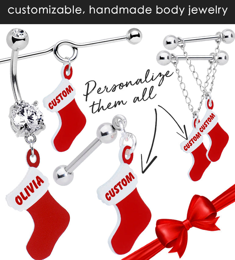 BodyCandy Custom Personalized Holiday Christmas Stocking Dangle Cartilage Earring — alternative angle