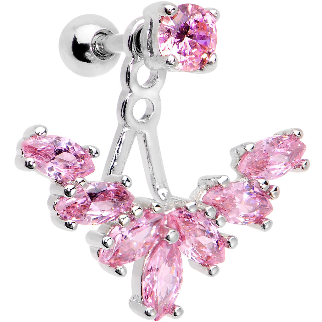 BodyCandy 1/4 Pink Gem Darling Fan Dangle Cartilage Tragus Piercing — main product shot