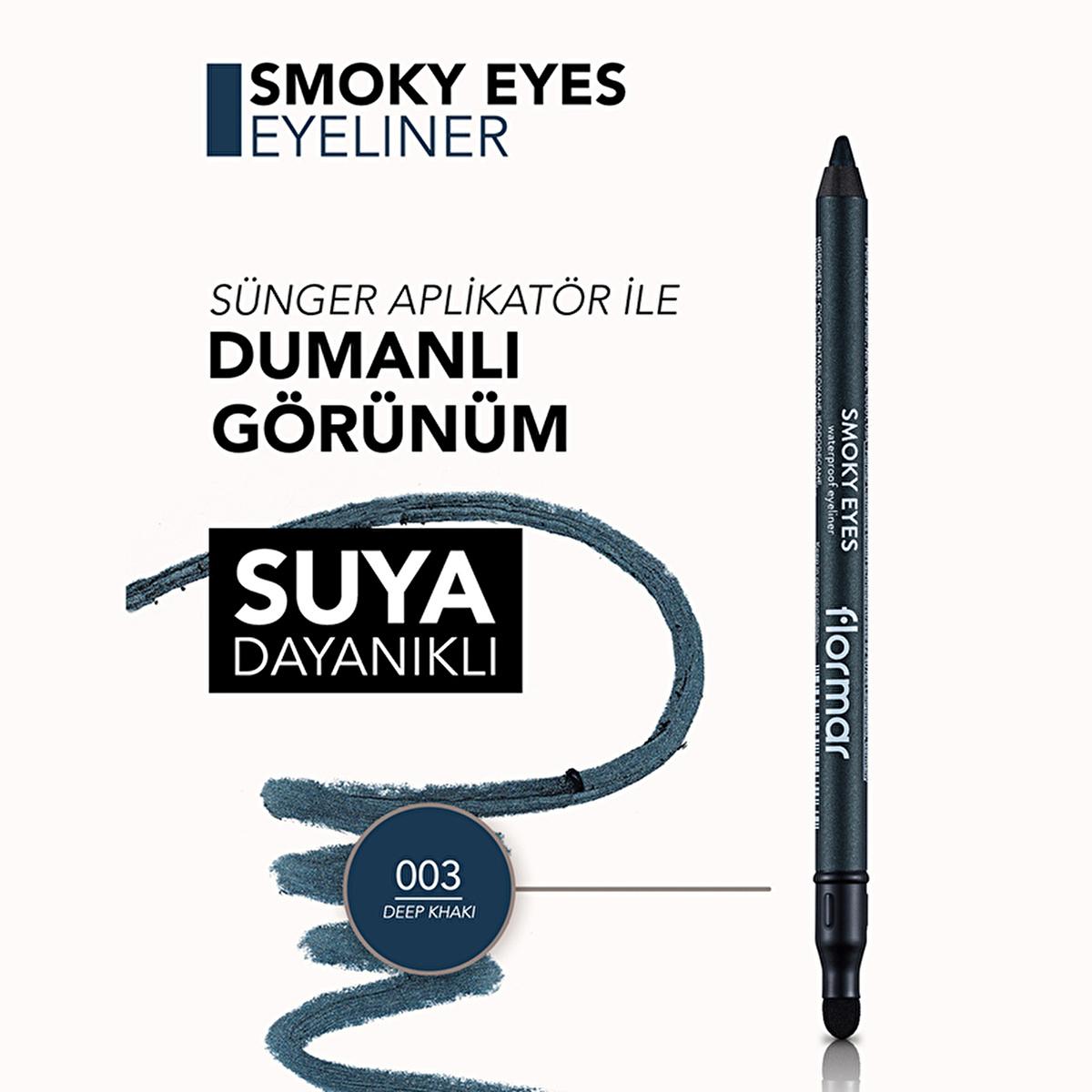 Flormar Smoky Eyes Waterproof Matte Eyeliner - Deep Khaki, Long-Lasting, Intense Pigment