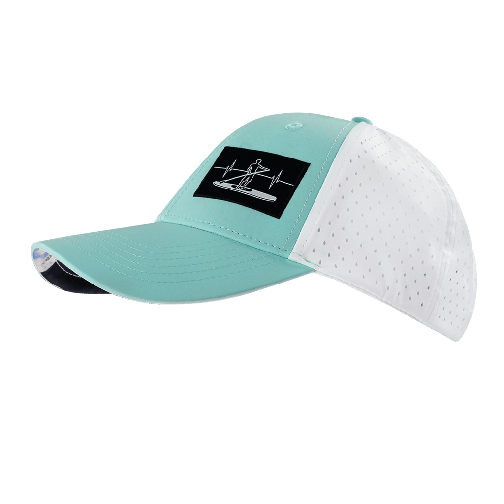 The Heartbeat Brand Paddle Board Hat - Low Profile - Ponytail - Mint / White - Laser Mesh — lifestyle context