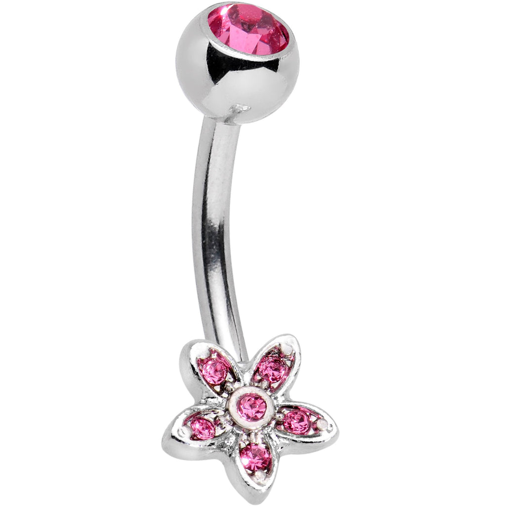 BodyCandy Pink Gem Field of Flowers Dangle Belly Ring — lifestyle context