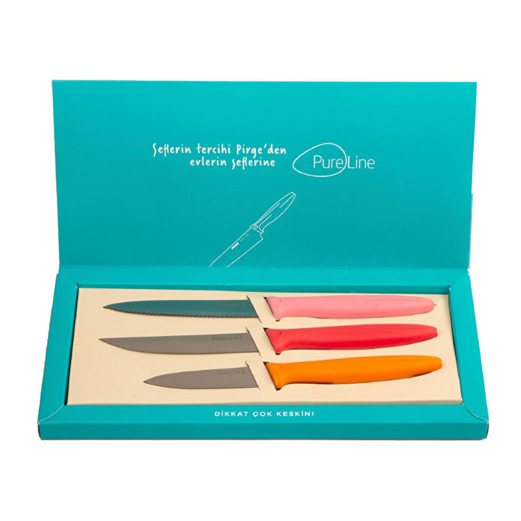 Pirge Pure Line Kitchen Knife Set - High Carbon Stainless Steel, Ergonomic Handle - 46104