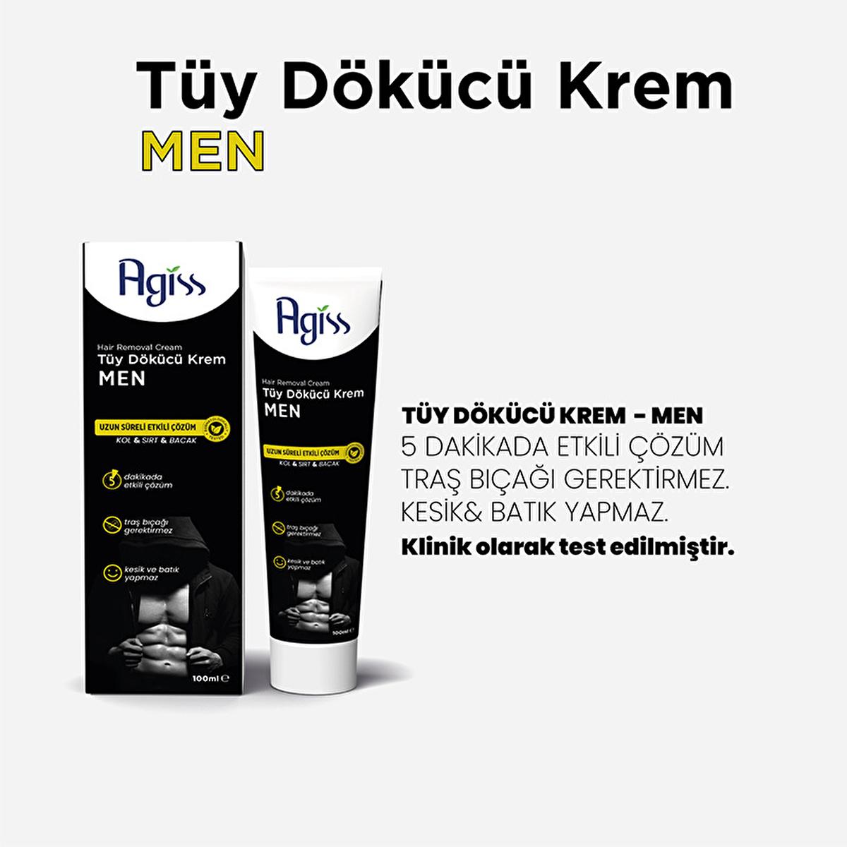 Agiss Men's Hair Removal Cream 100ml - Painless & Effective Solution for Smooth Skin
