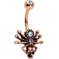 BodyCandy Purple Aurora Gem Rose Gold Tone Anodized Skull Spider Belly Ring — main product shot