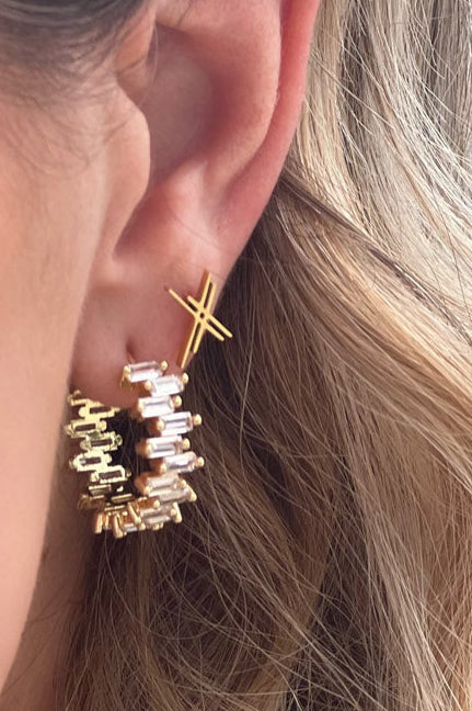 Pretty Little Patriot Pretty Little Patriot XX 18k gold Earrings — lifestyle worn / used context