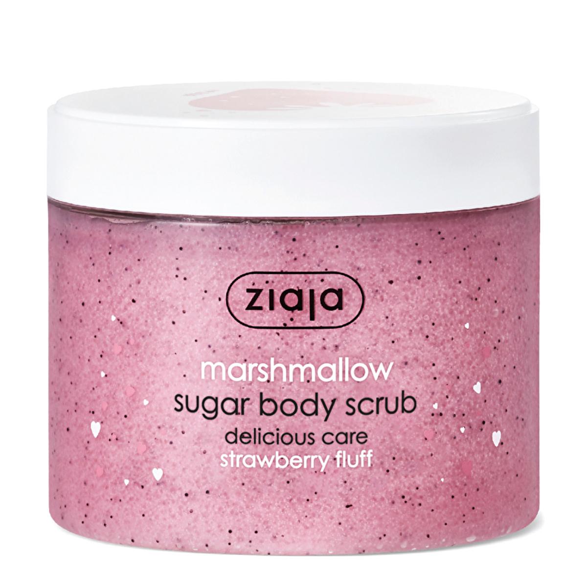 Ziaja Marshmallow Sugar Body Scrub - Exfoliating & Moisturizing Strawberry Scented Body Peeling - Natural Skin Smoothing for Spa-Like Softness