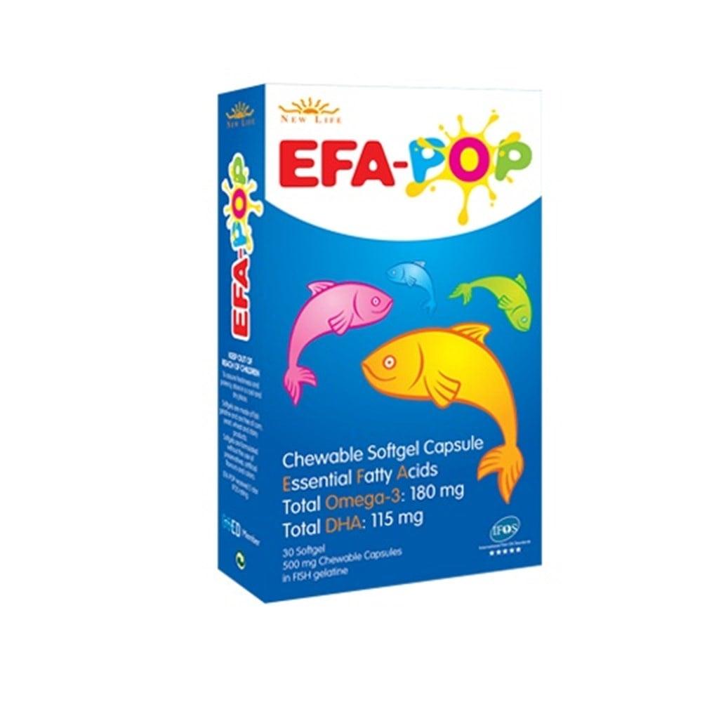 New Life Efa-Pop Omega-3 Supplement for Kids: Chewable Fish Oil Capsules with Vitamin D for Brain Health & Strong Bones - Fruit Flavored, Easy to Take