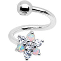 BodyCandy White Synthetic Opal Snowflake Spiral Twister Belly Ring — main product shot