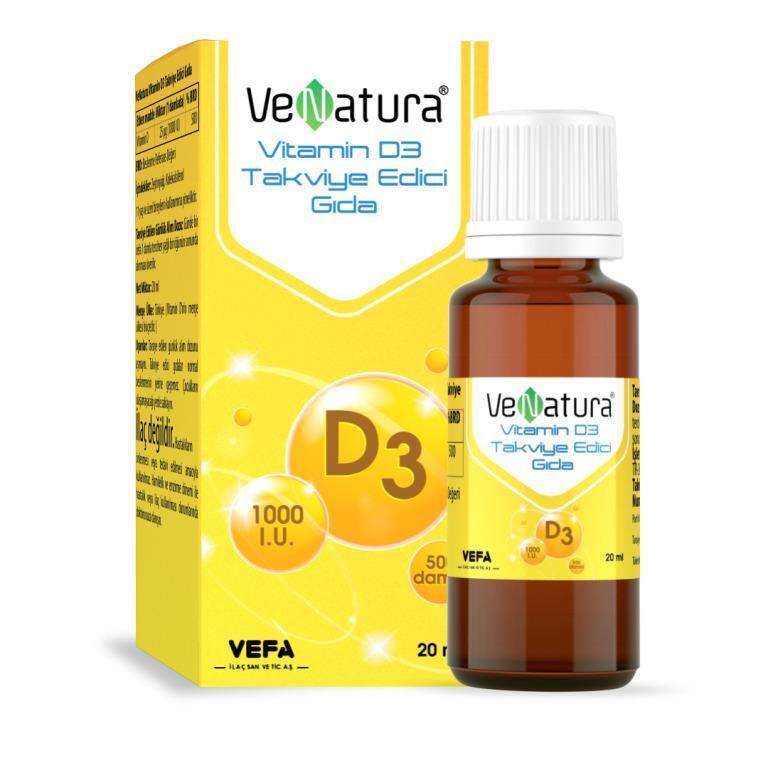 VeNatura Vitamin D3 1000 IU Liquid Supplement for Adults - Supports Bone Health & Immune Function