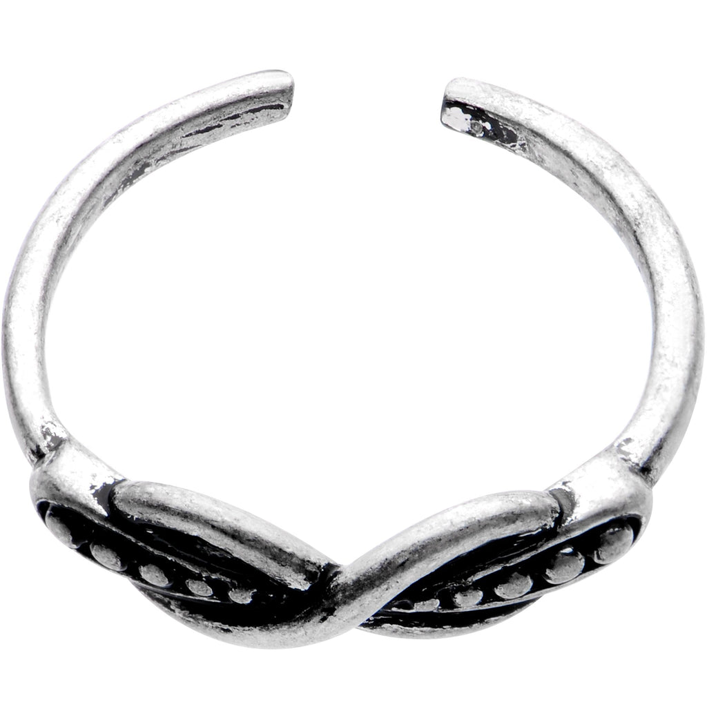BodyCandy Silver Plated Infinity Braid Toe Ring — detail close-up