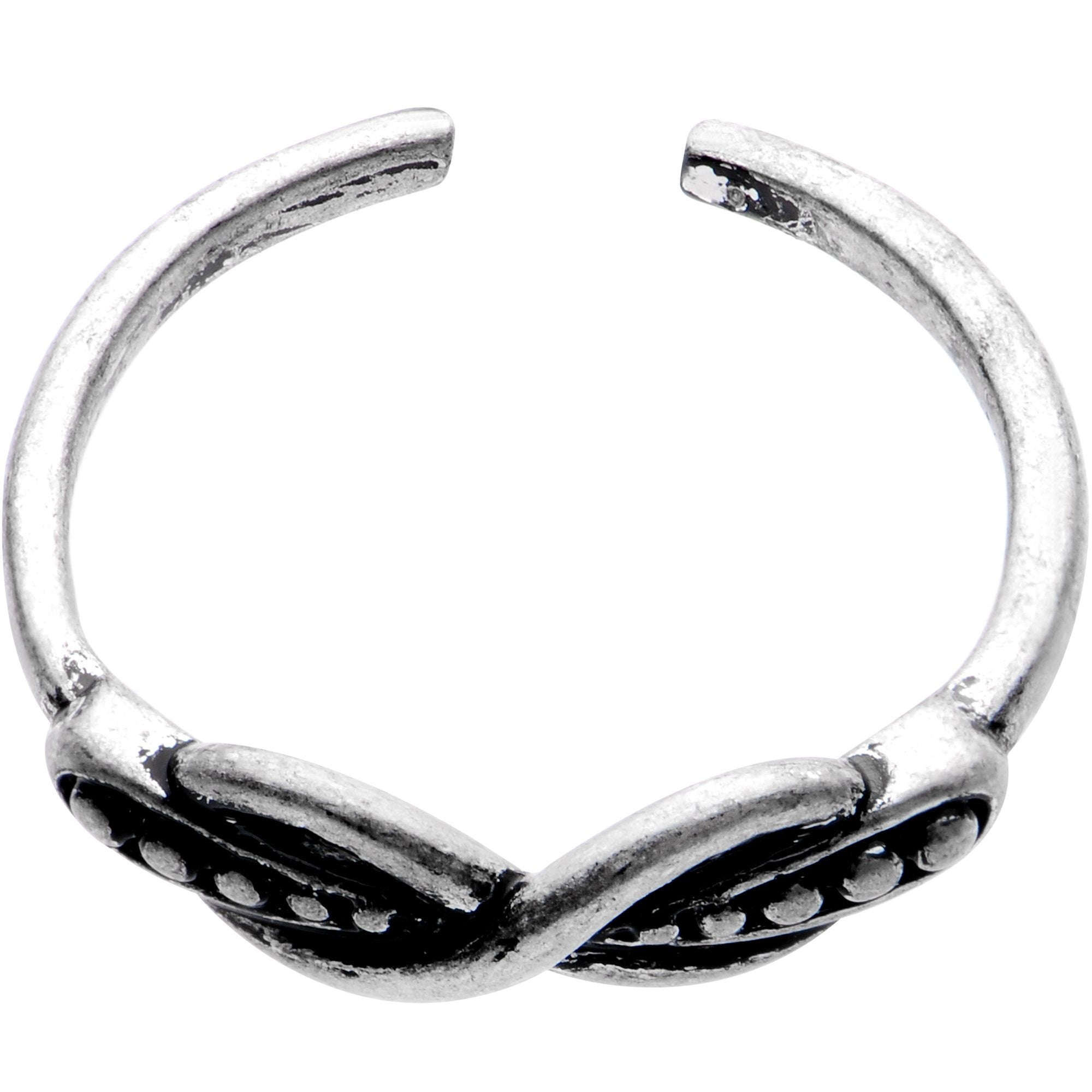 BodyCandy Silver Plated Infinity Braid Toe Ring — detail close-up