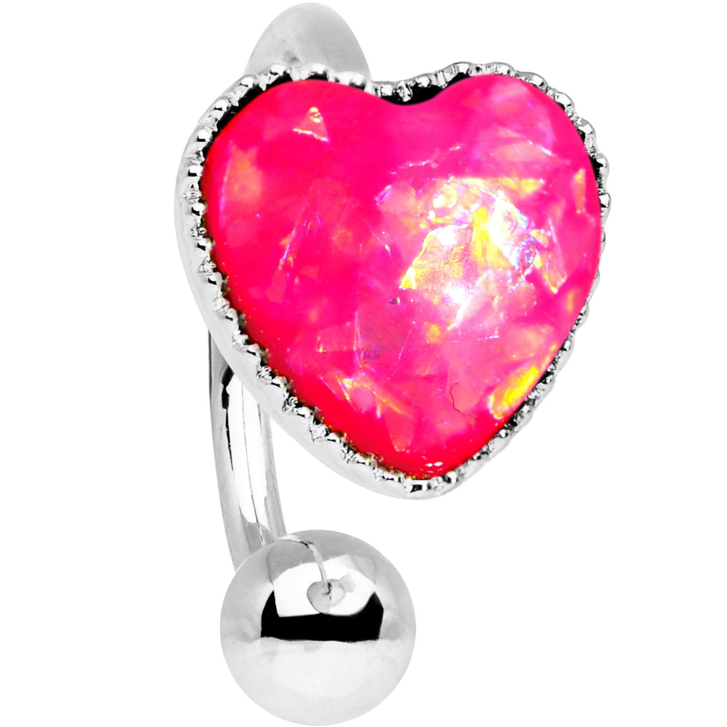 BodyCandy Pink Faux Opal Sacred Heart Non Pierced Ear Cuff — detail and construction