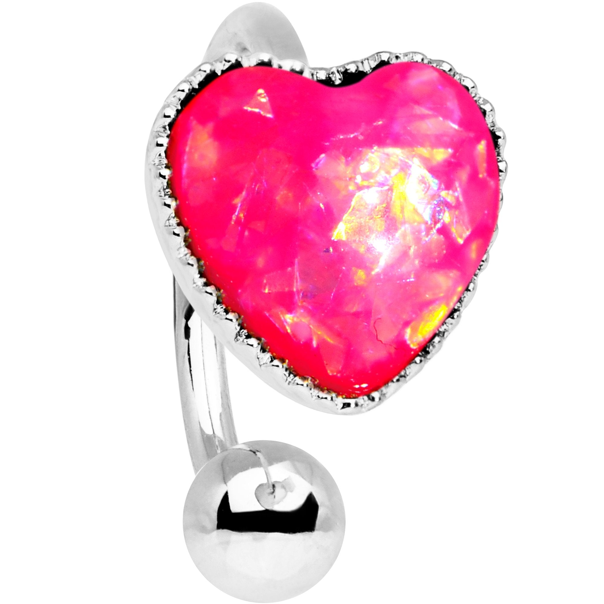 BodyCandy Pink Faux Opal Sacred Heart Non Pierced Ear Cuff — detail and construction