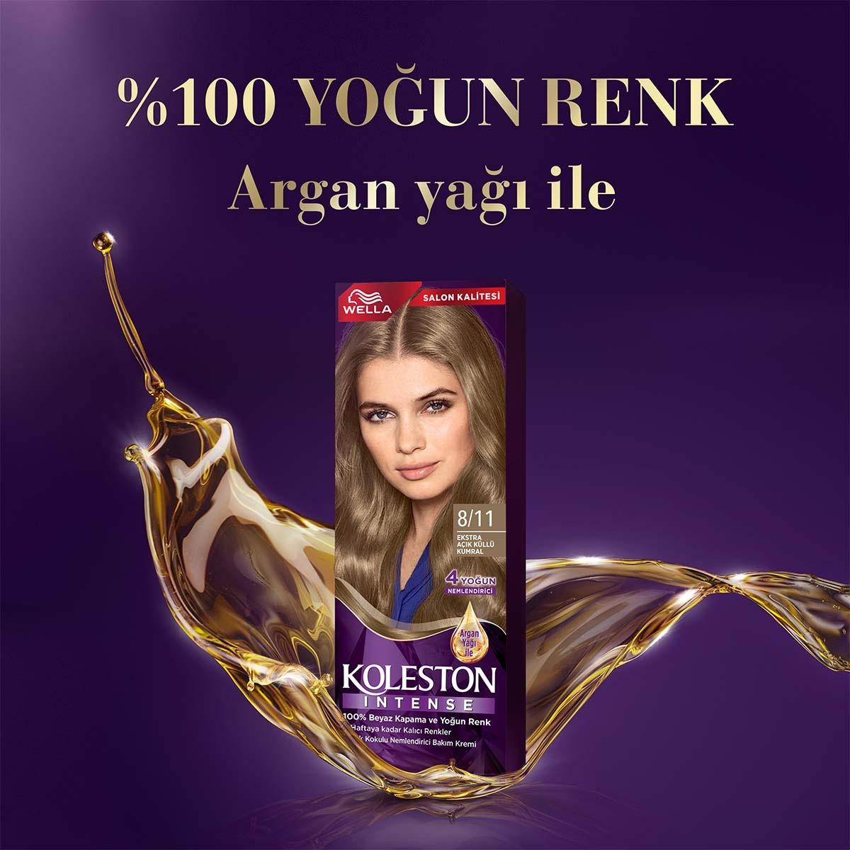 Wella Koleston Intense 8/11 Hair Dye: Extra Light Ash Blonde, 100% Gray Coverage, Long Lasting Color with Argan Oil