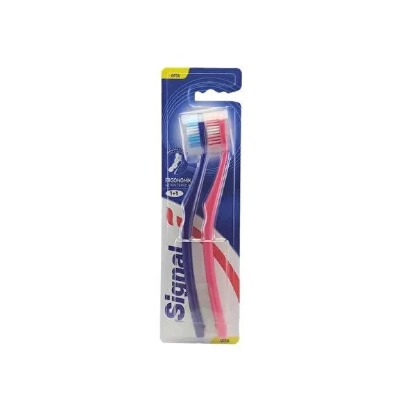 Signal Ergonomic Toothbrush Medium - Buy One Get One Free, Comfortable Grip for Effective Oral Hygiene