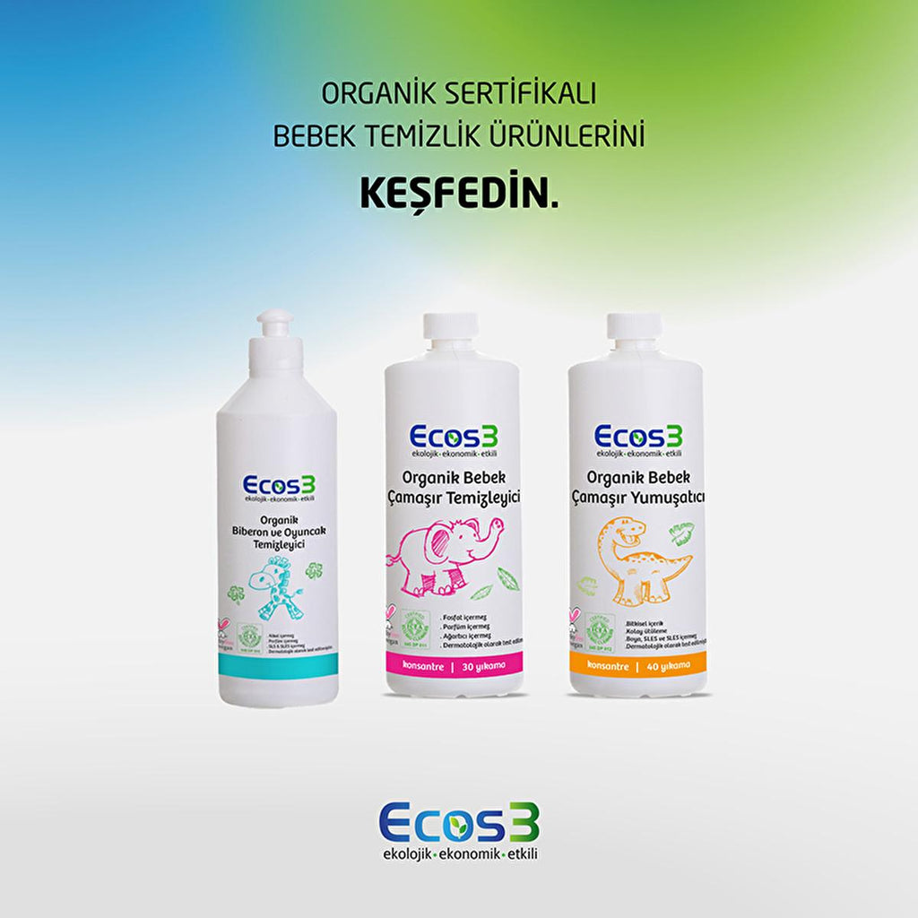 Ecos3 Organic Baby Bottle & Toy Cleaner 500ml - Natural, Vegan Certified, Fragrance-Free