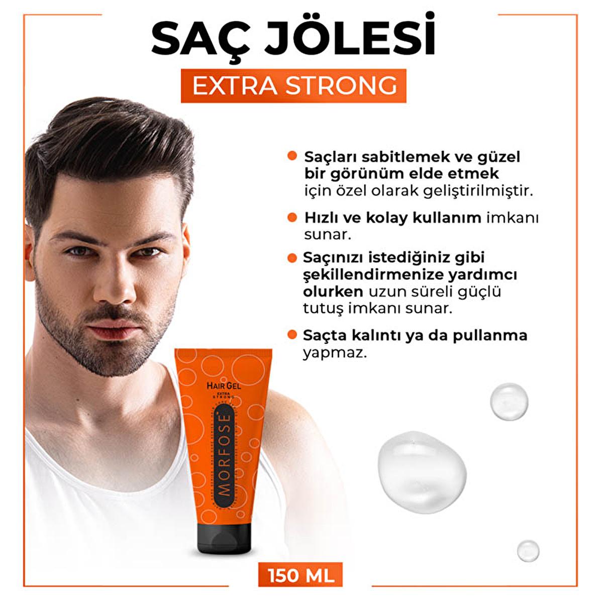 Morfose Extra Strong Hair Gel - 24H Lasting Hold, No Residue - Ultimate Styling Gel for Men & Women - Morfose Hair Styling Products