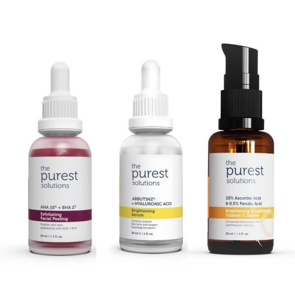 The Purest Solutions Skincare Set - Exfoliating, Brightening, Anti-aging with AHA, BHA, and Vitamin C