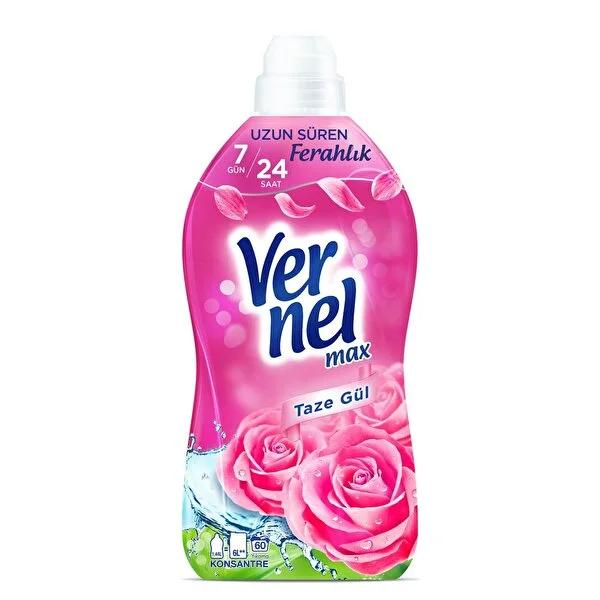 Vernel Rose Scented Fabric Softener: 140-Day Freshness, Concentrated Formula, Gentle Softening & Easy Ironing - Dermatologically Tested