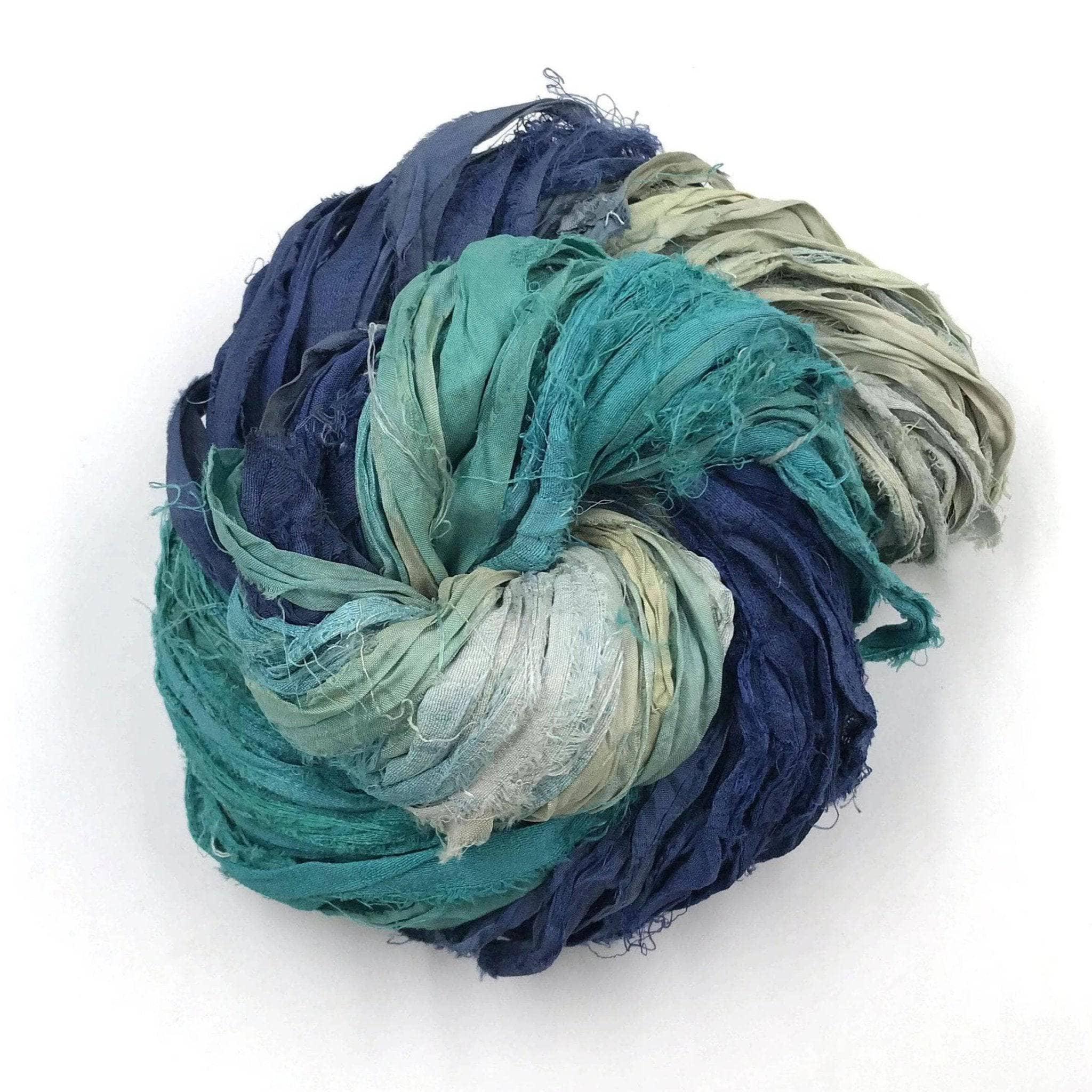Darn Good Yarn Artisan Recycled Sari Ribbon – Sari Treasures in Every Strand — comparison shot