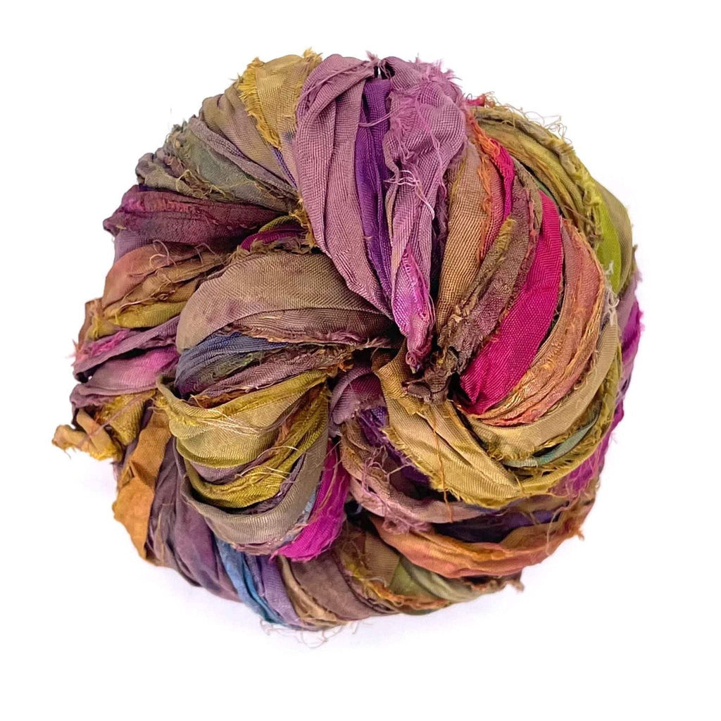 Darn Good Yarn Artisan Recycled Sari Ribbon – Sari Treasures in Every Strand — comparison shot