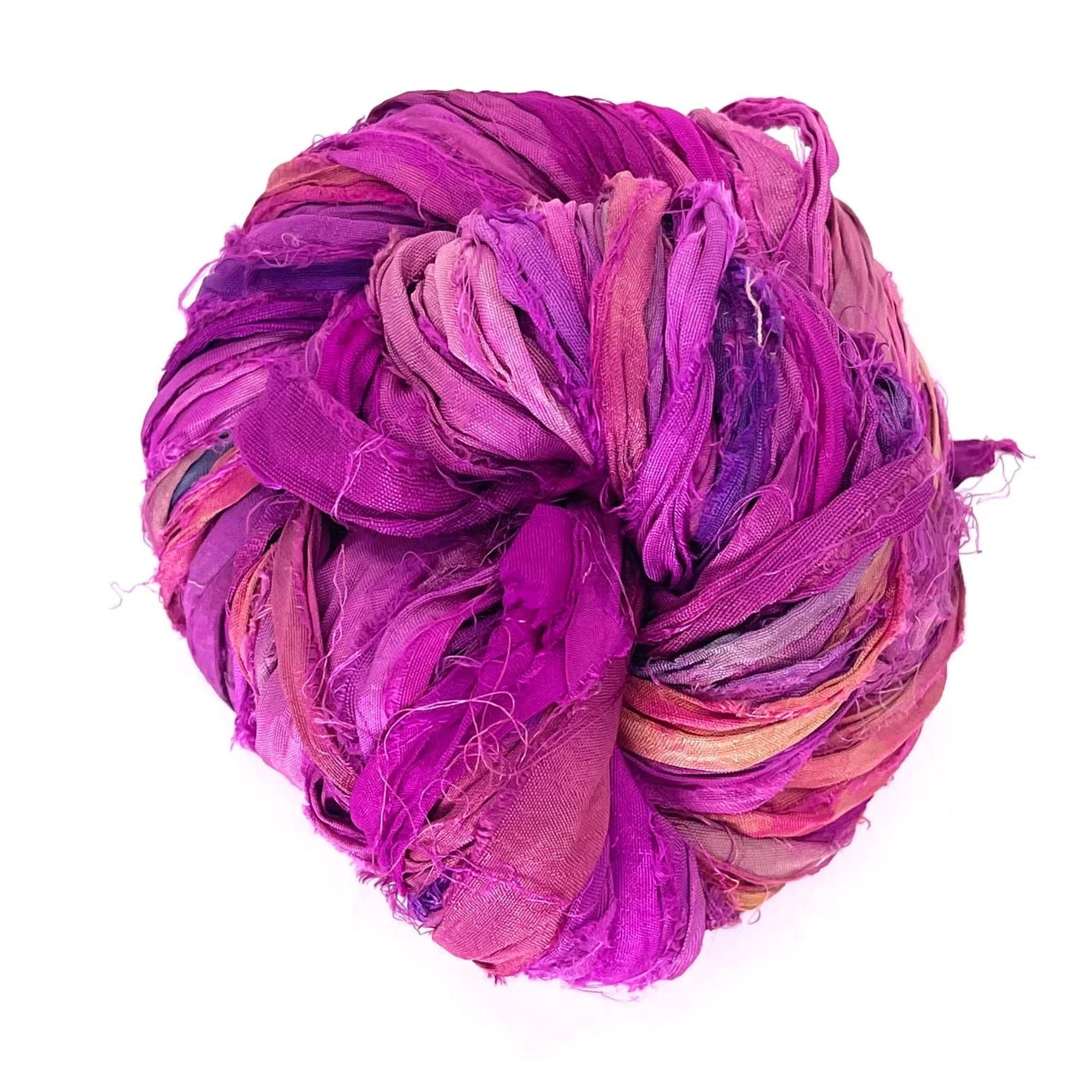 Darn Good Yarn Artisan Recycled Sari Ribbon – Sari Treasures in Every Strand — fabric or material detail