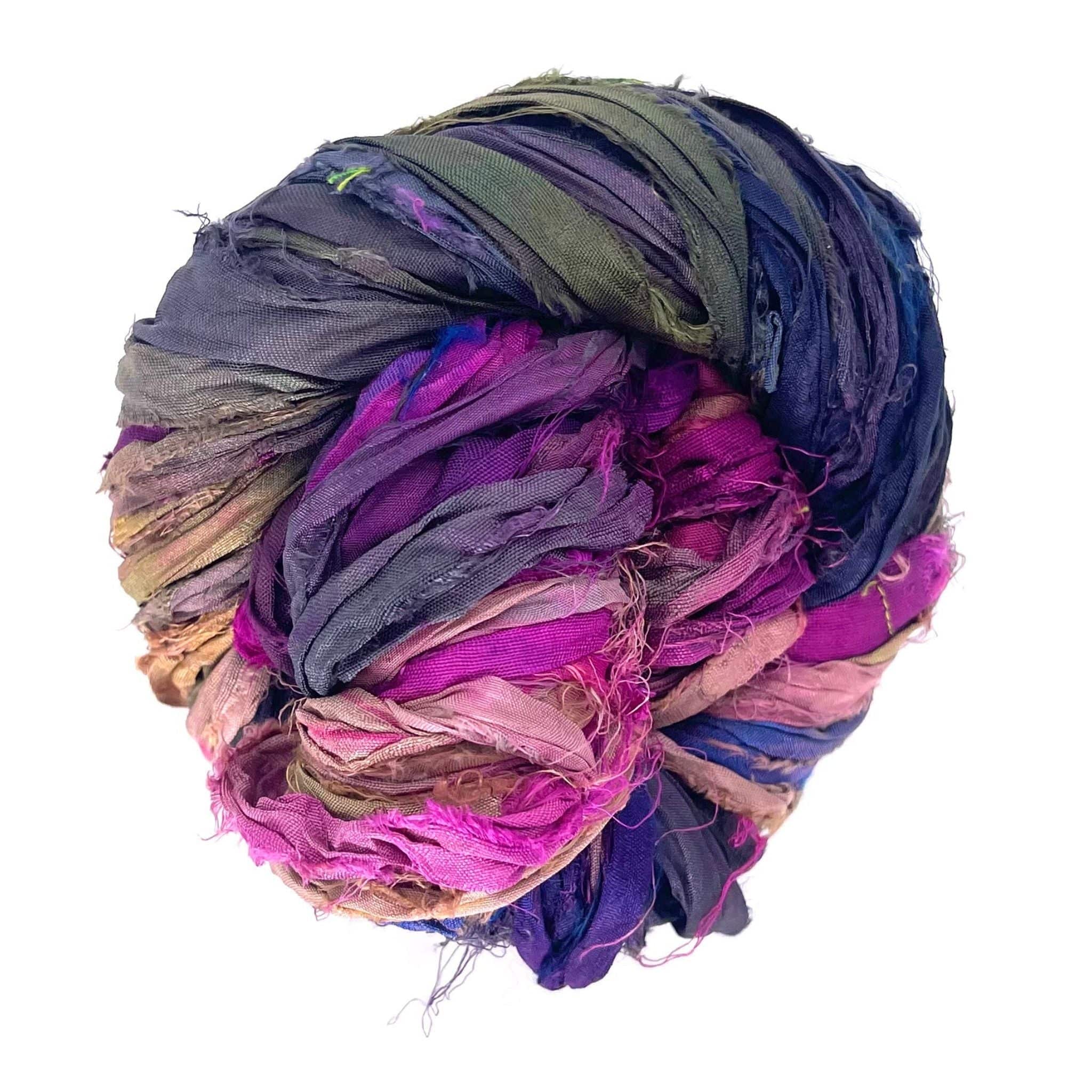 Darn Good Yarn Artisan Recycled Sari Ribbon – Sari Treasures in Every Strand — product on model
