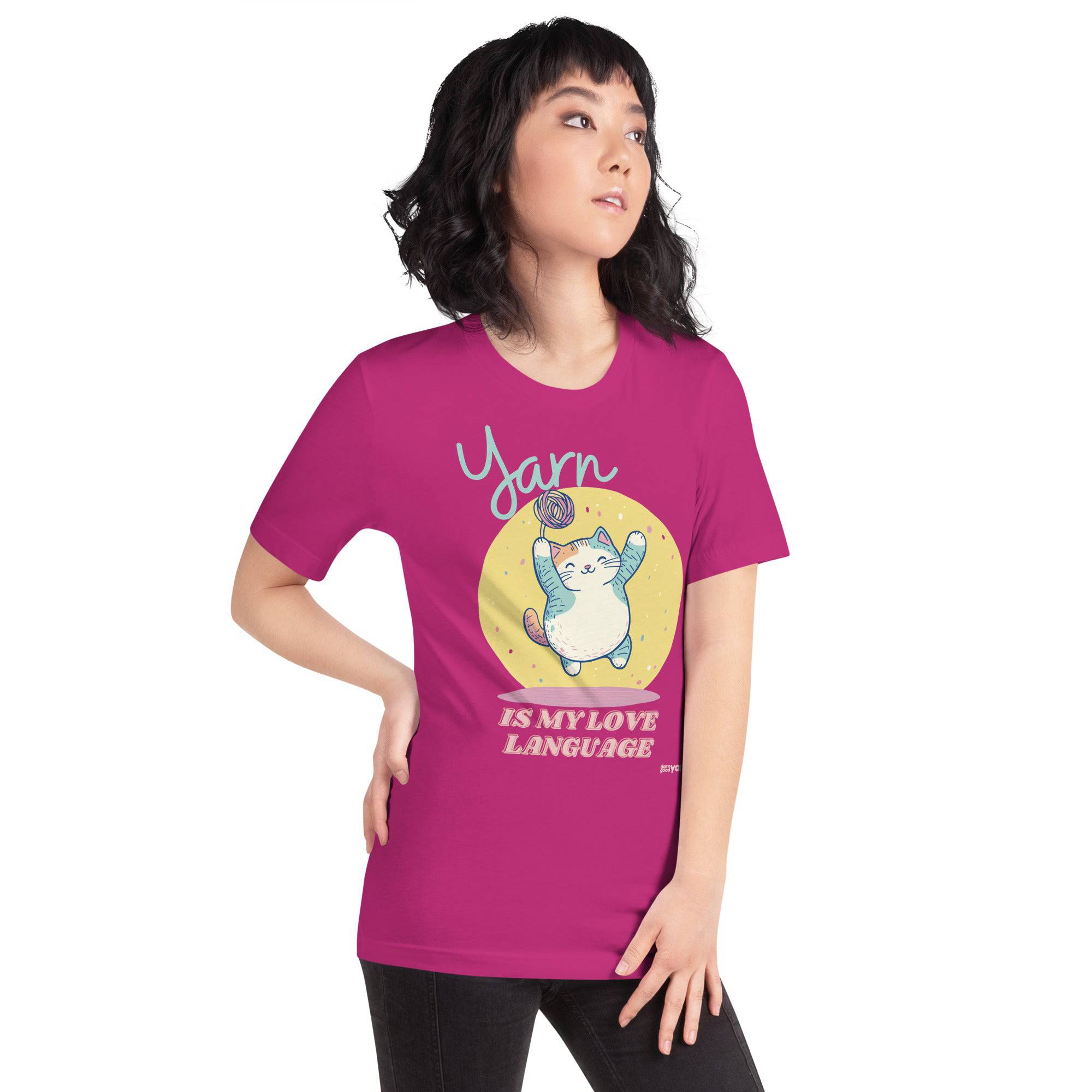 Darn Good Yarn Darn Good Yarn “Yarn is My Love Language” T-Shirt — lifestyle context