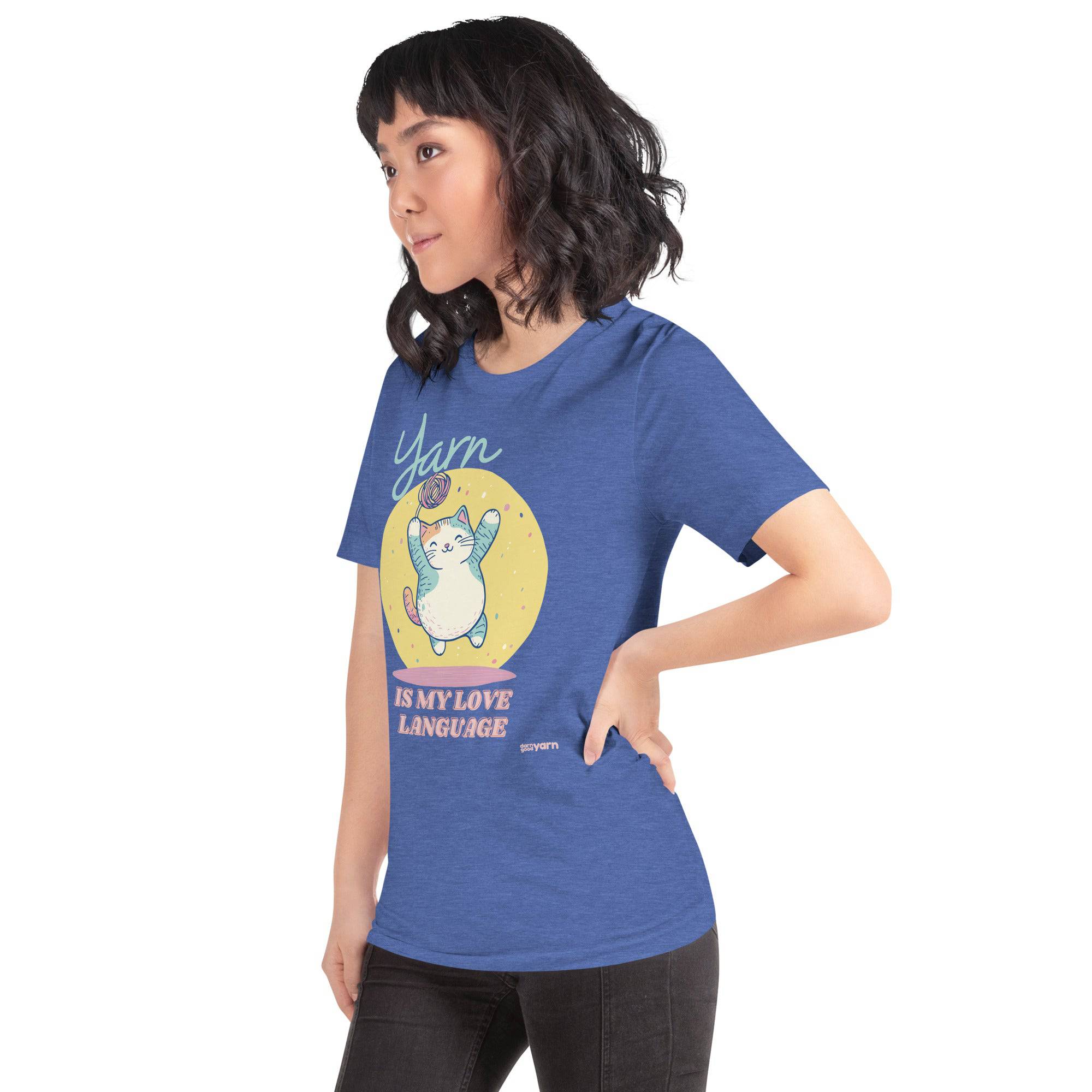 Darn Good Yarn Darn Good Yarn “Yarn is My Love Language” T-Shirt — in-use photo