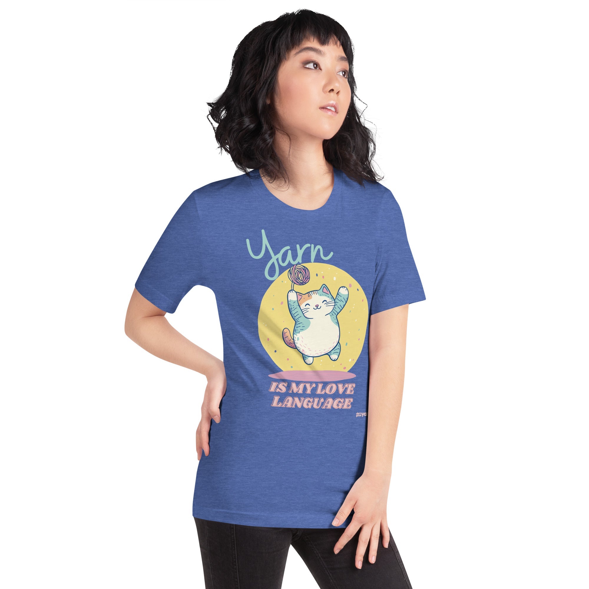 Darn Good Yarn Darn Good Yarn “Yarn is My Love Language” T-Shirt — color detail