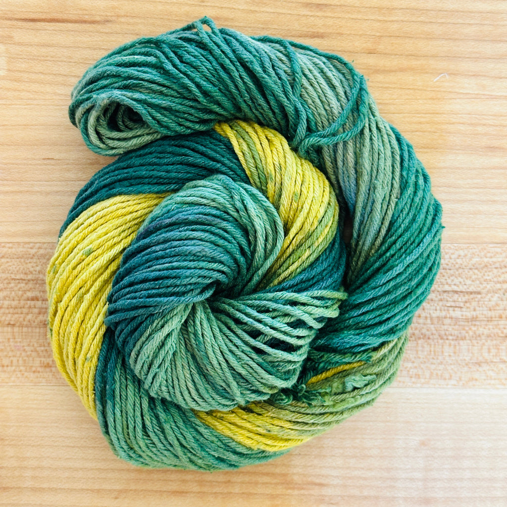 Darn Good Yarn Yarn of the Month Exclusive Colorways — Darn Good Yarn branding close-up