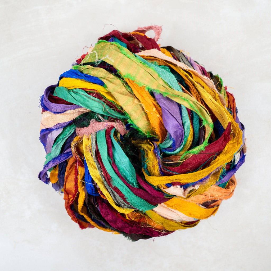 Darn Good Yarn Sari Silk Ribbon - "At the Bahamas" — fabric or material detail