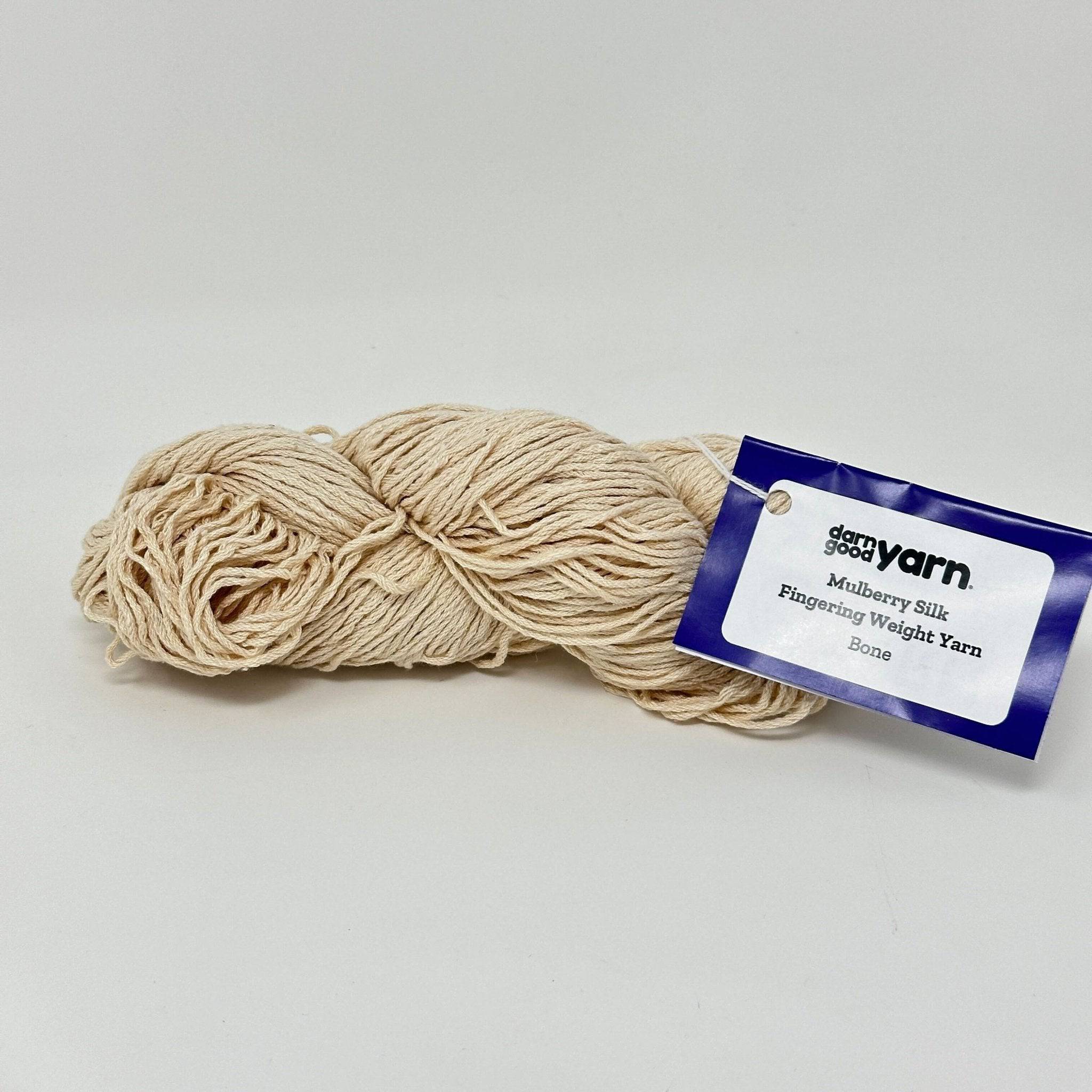Darn Good Yarn Mulberry Silk Fingering Weight Yarn — product on model